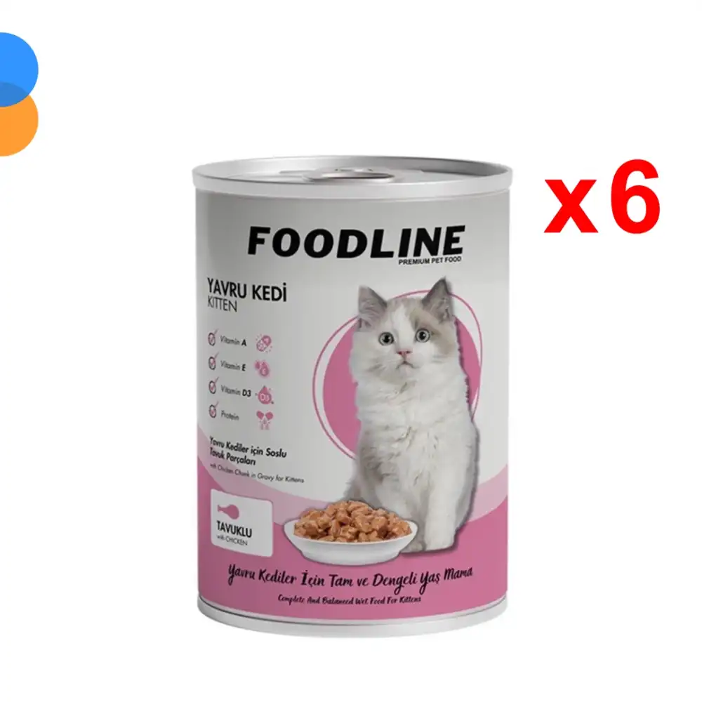 Foodline Tavuklu Yavru Kedi Konservesi 400 Gr x 6 Adet