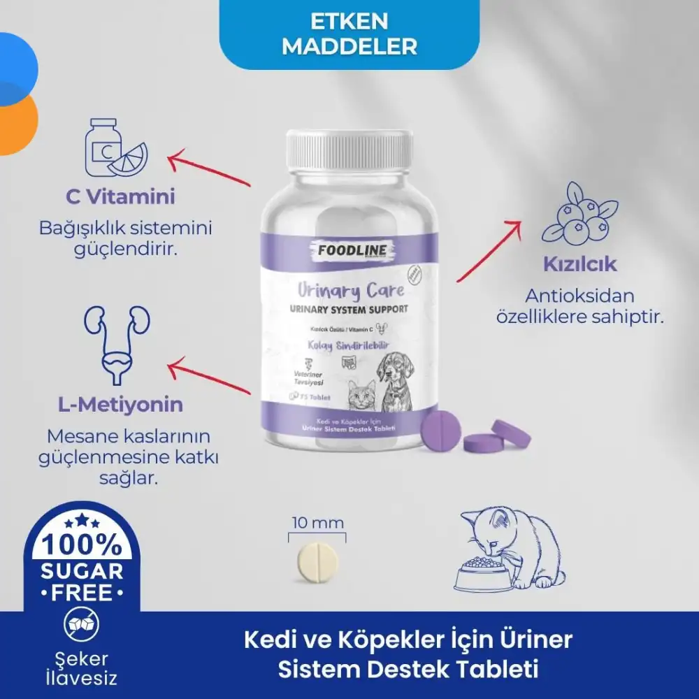 Foodline Urinary Care 75 Tablet | Kedi ve Köpekler için İdrar Sağlığını Destekleyici