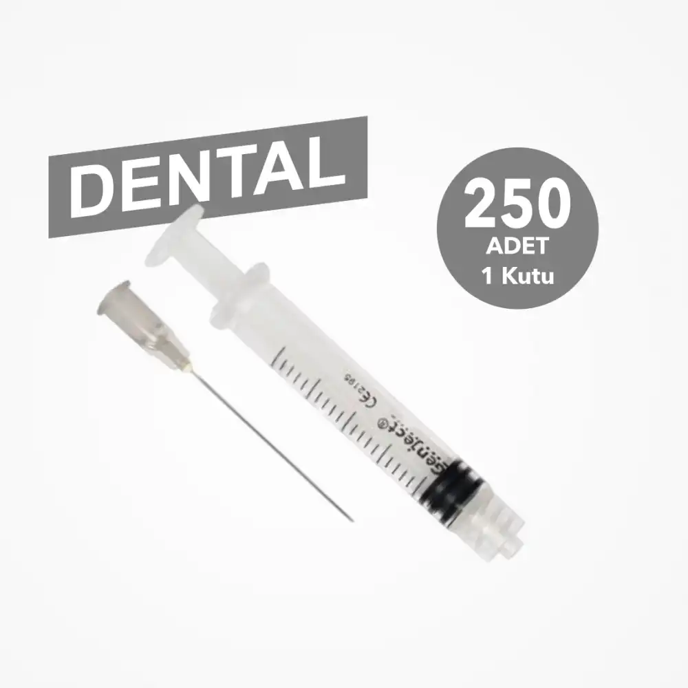 Genject Dental Luer Lock (Kilitli) Enjektör 2ml Kısa Uç 0.40x40mm 27G - 250li Kutu