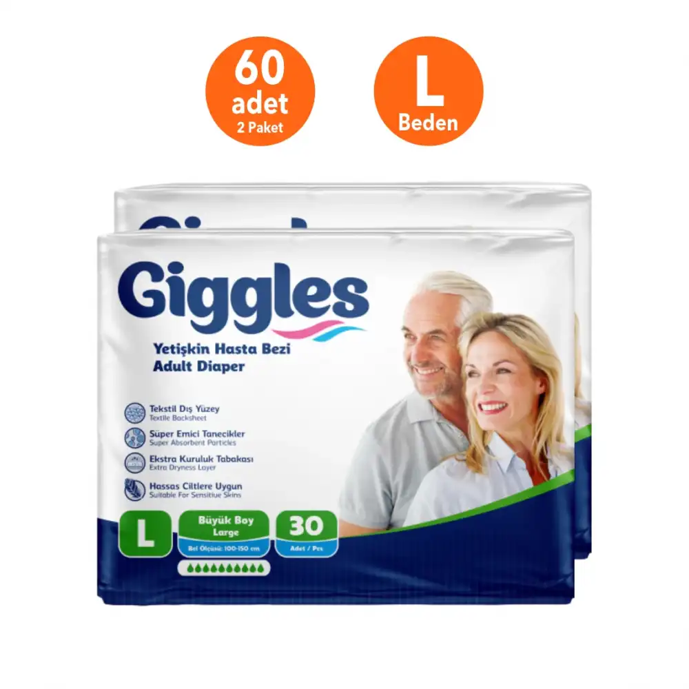 Giggles Yetişkin Bel Bağlamalı Hasta Bezi Large (L) - 60 Adet
