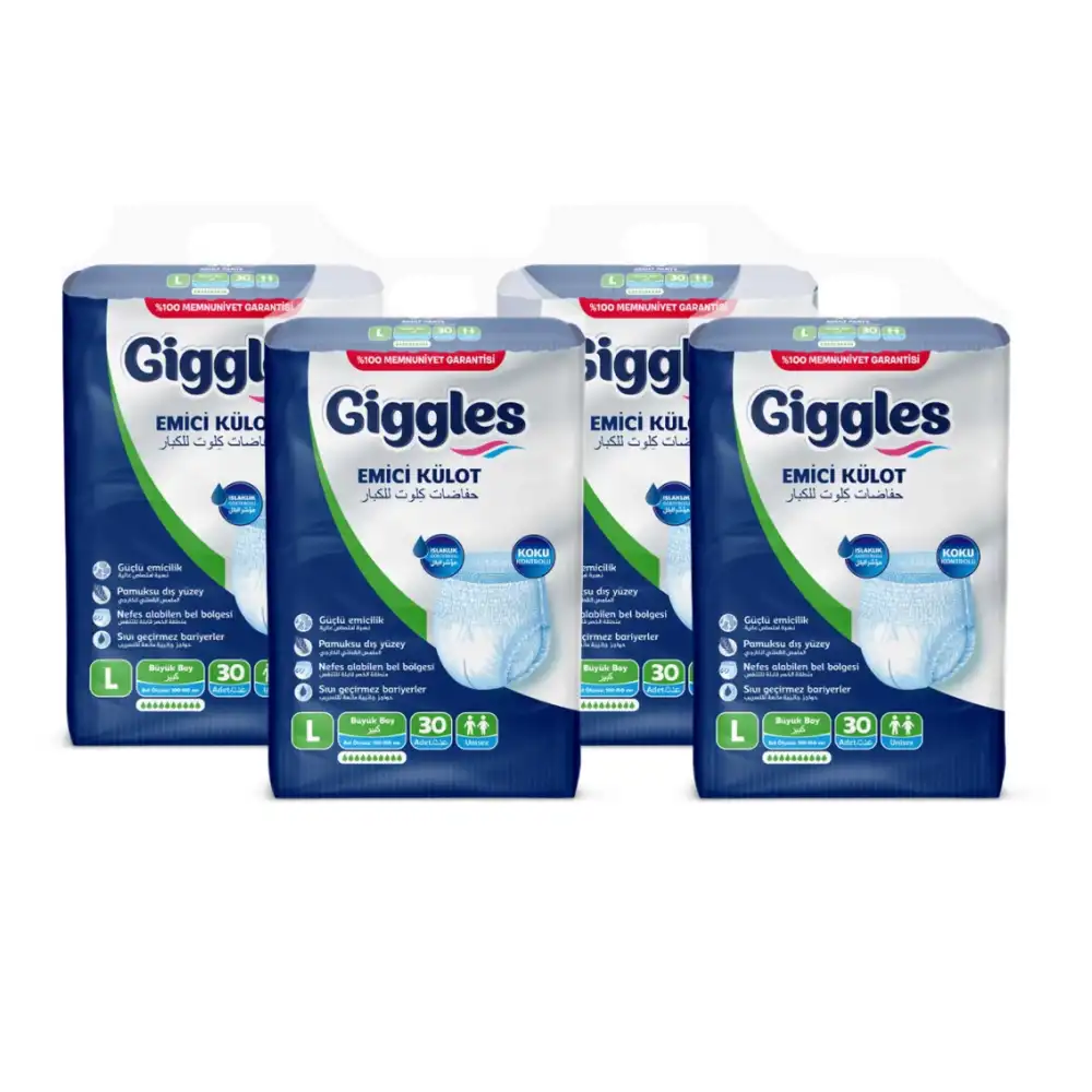 Giggles Emici Külot Large (L) Hasta Bezi | 120 Adet (4x30lu paket)