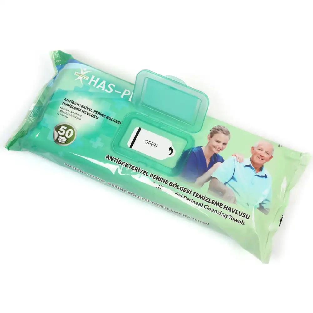 Haspet Antibakteriyel Vücut Temizleme Havlusu 50li Paket (32cmx32cm) - Kapaklı