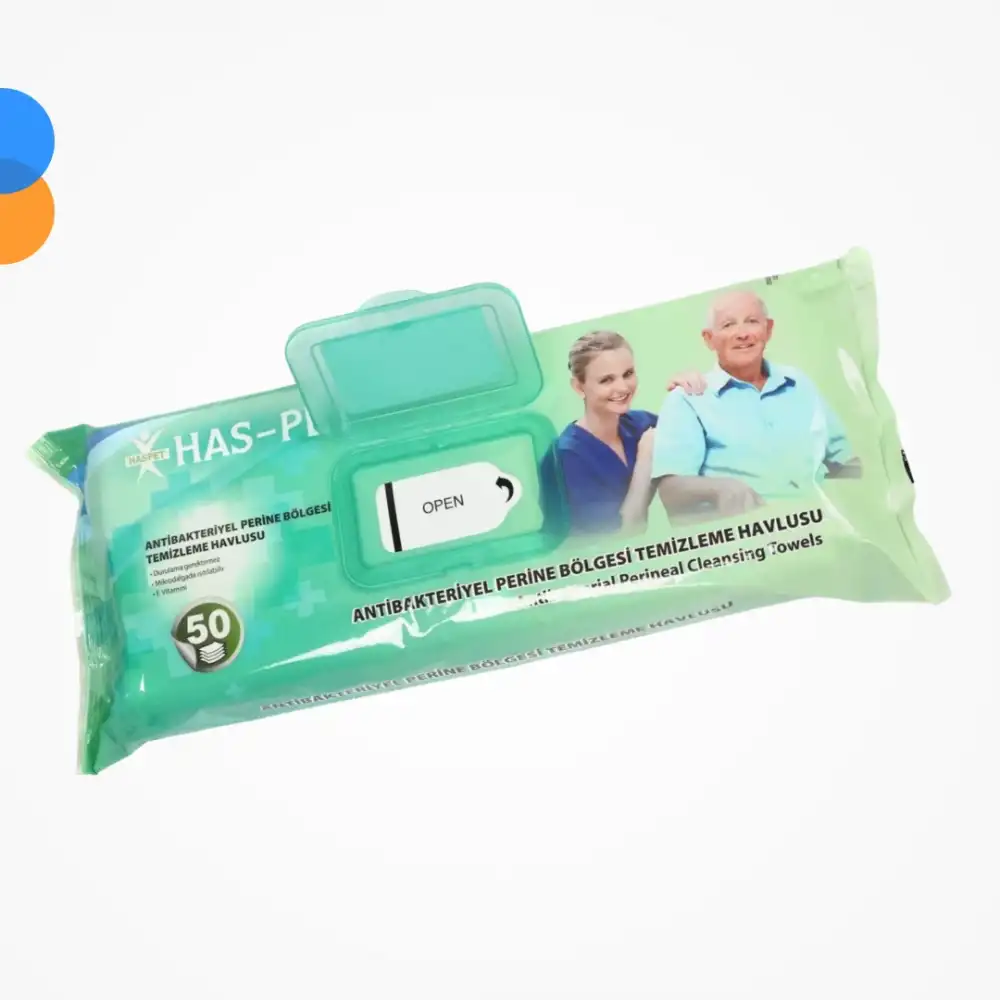Haspet Antibakteriyel Vücut Temizleme Havlusu 50li Paket (32cmx32cm) - Kapaklı - 12 Paket