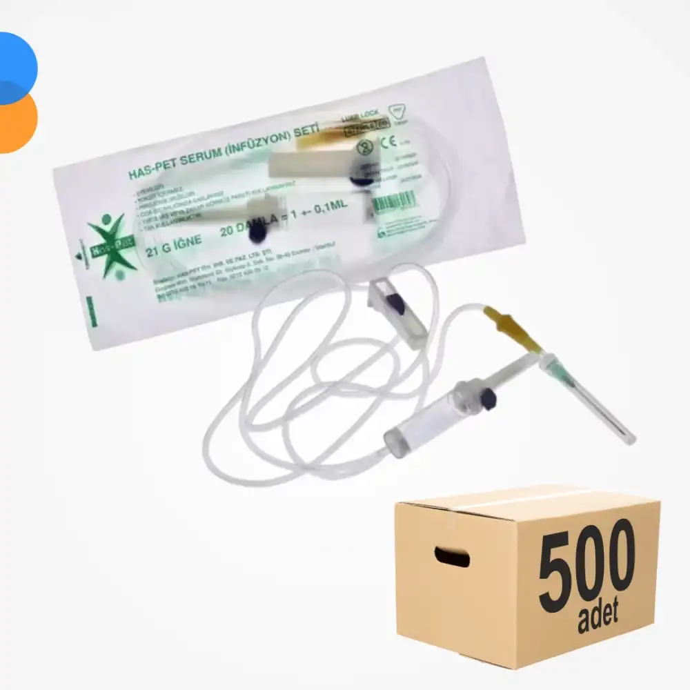 Haspet İnfüzyon Seti (Serum Seti) Kilitli Yeşil Uçlu 500lü Koli