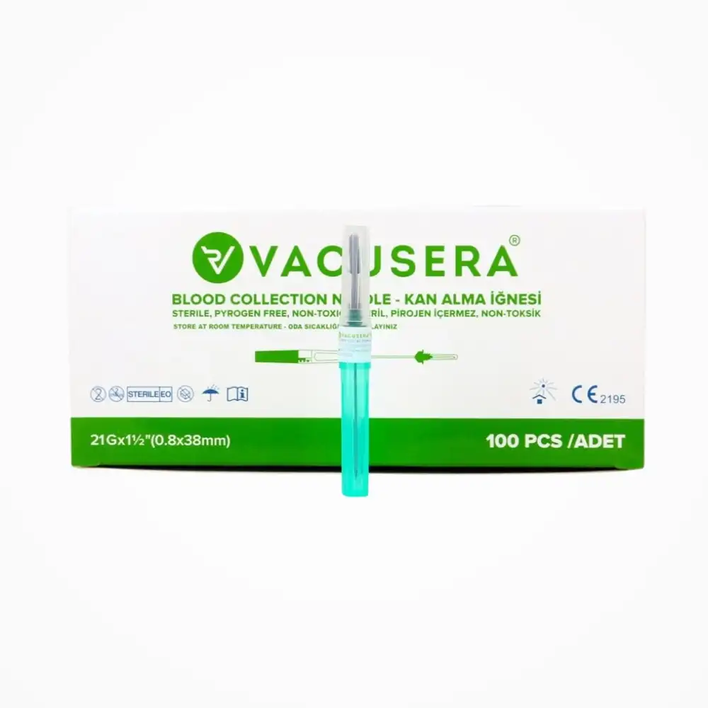 Kan Alma İğnesi (Vakumlu İğne Ucu) Yeşil 21G - 100lü Kutu