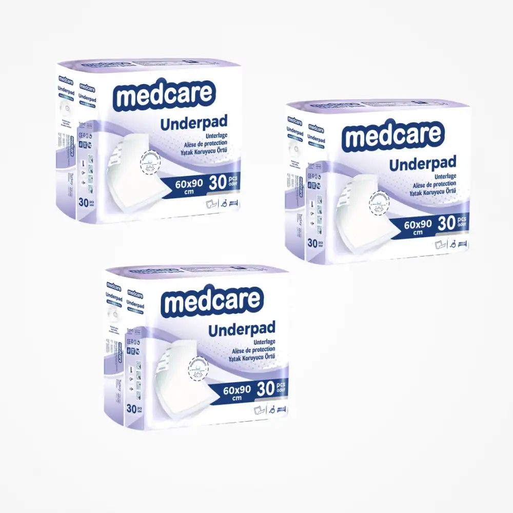 Medcare Yatak Koruyucu 60cm x 90cm 30lu Paket x 3 Paket (90 Adet)
