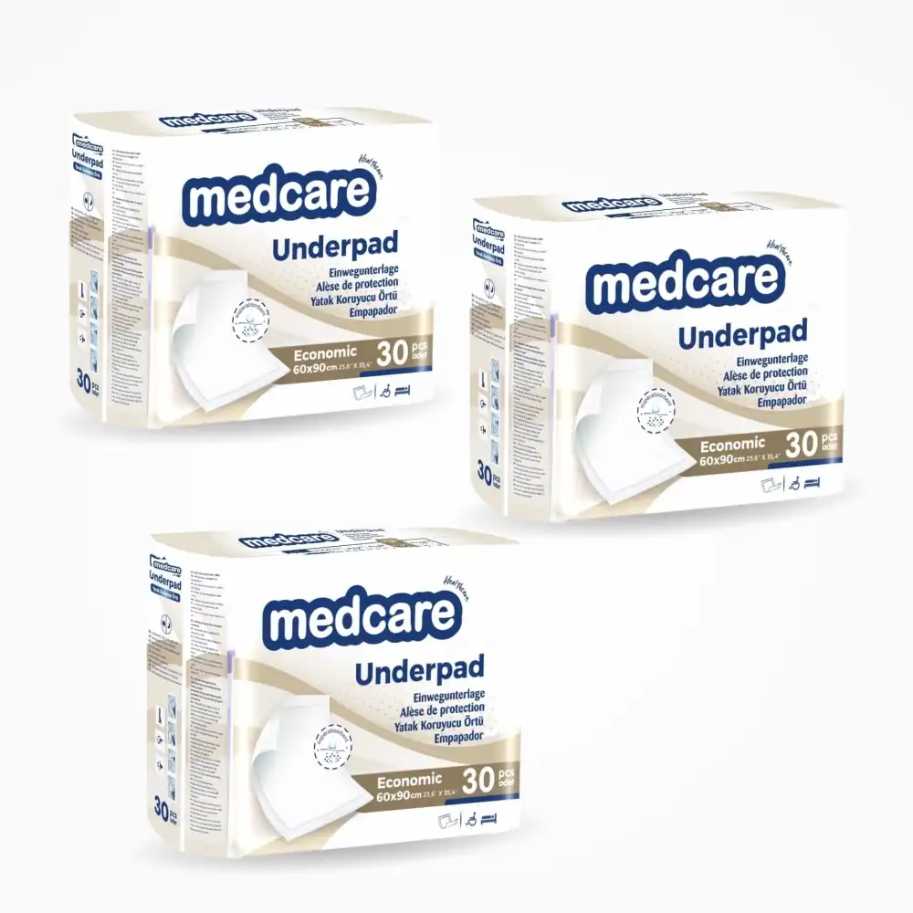Medcare Yatak Koruyucu 60cm x 90cm - 30lu Paket x 3 Paket (90 Adet)