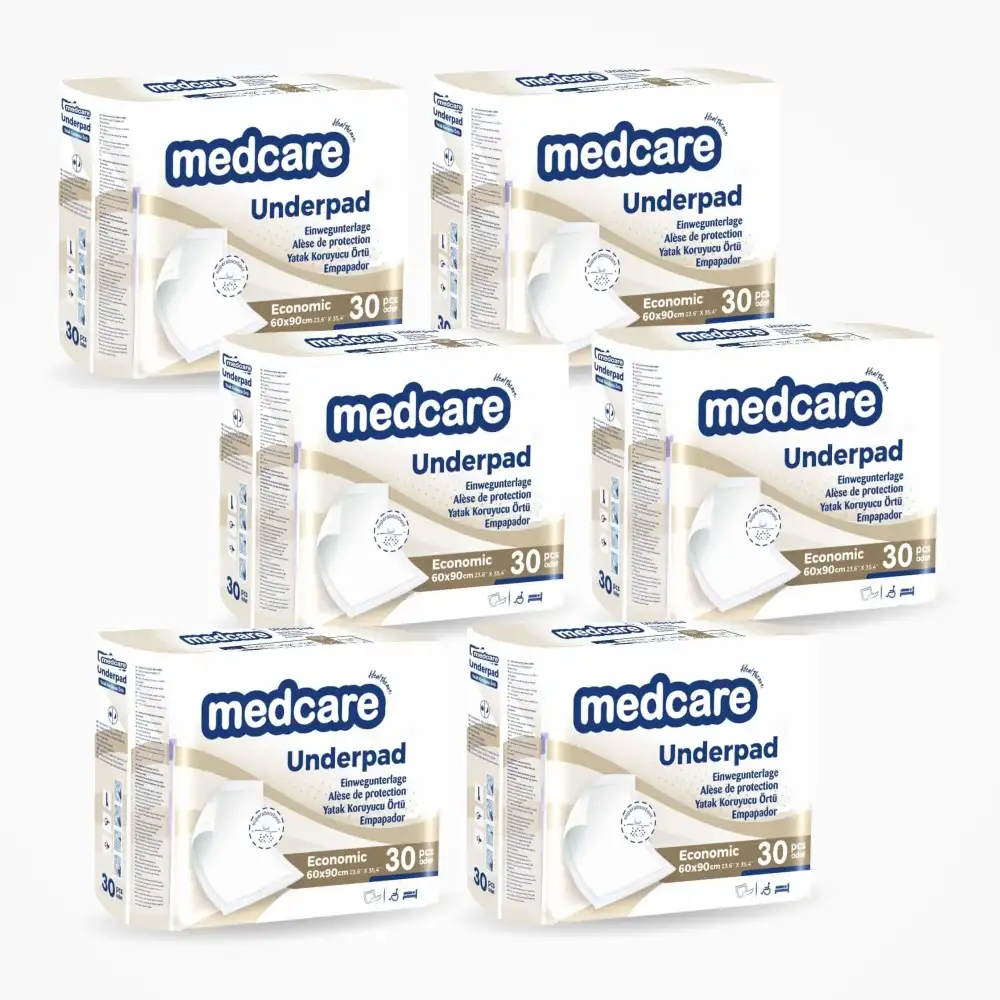 Medcare Yatak Koruyucu 60cm x 90cm - 30lu Paket x 6 Paket (180 Adet)