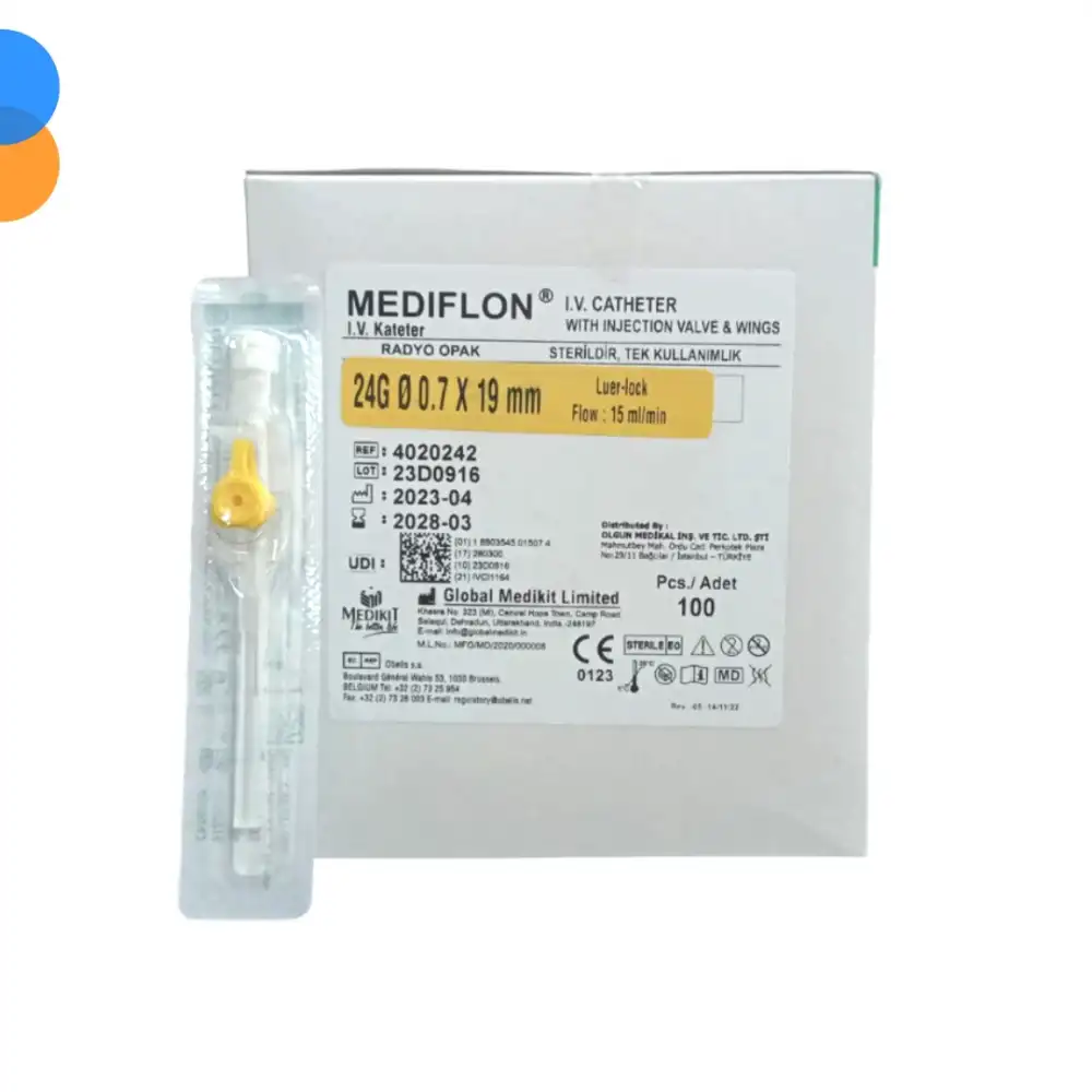 Mediflon Branül (İntraket) Sarı 24G 100 lü Kutu