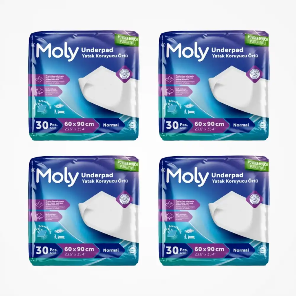 Moly Yatak Koruyucu 60cm x 90cm 30lu Paket x 4 Paket (120 Adet)