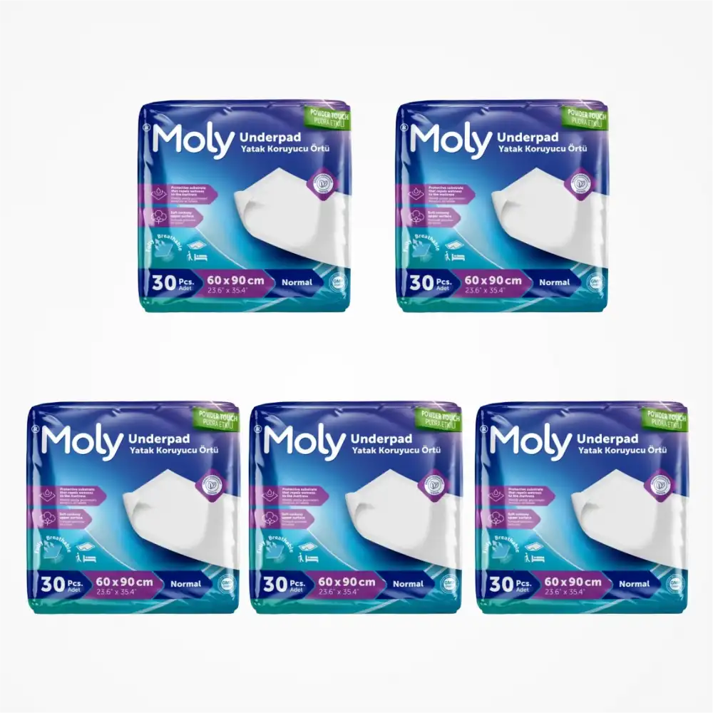 Moly Yatak Koruyucu 60cm x 90cm 30lu Paket x 5 Paket (150 Adet)