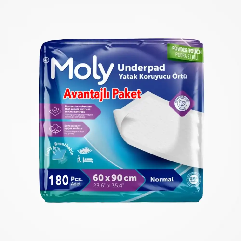 Moly Yatak Koruyucu 60cm x 90cm 30lu Paket x 6 (180 Adet)