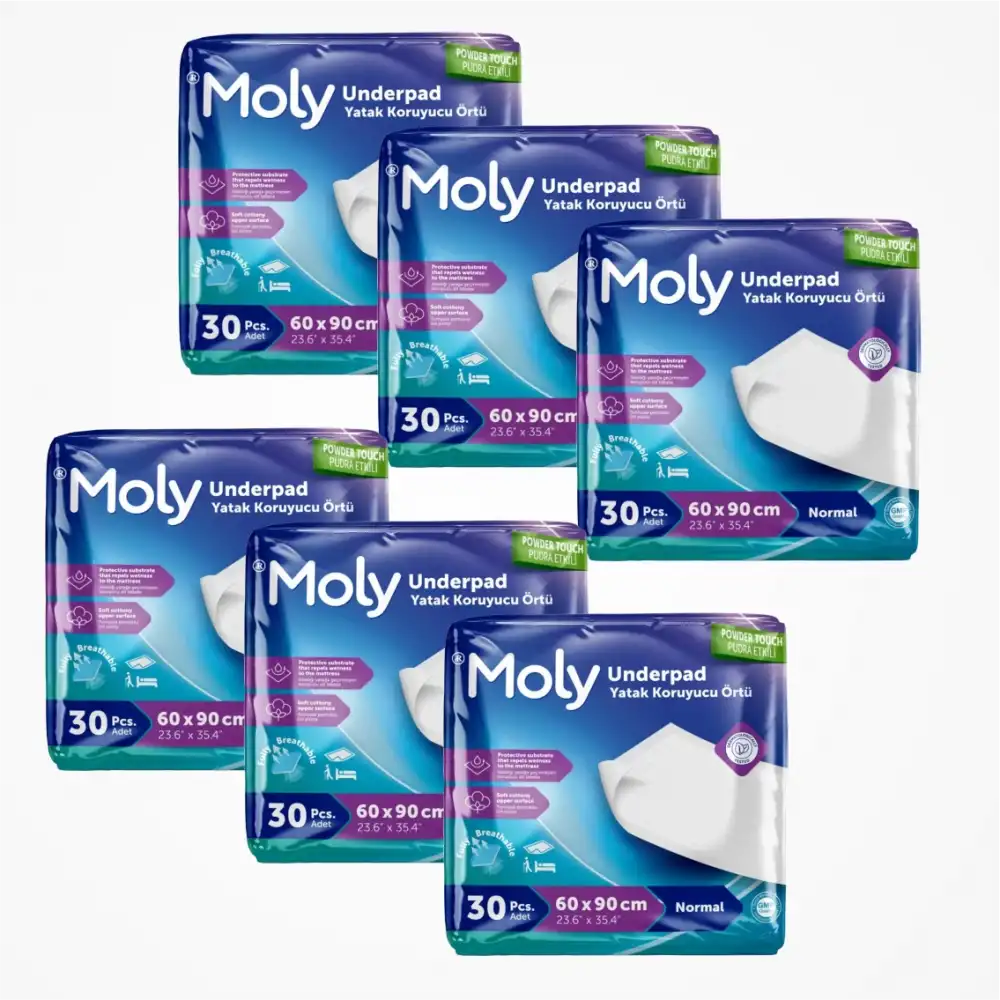 Moly Yatak Koruyucu 60cm x 90cm 30lu Paket x 6 (180 Adet)
