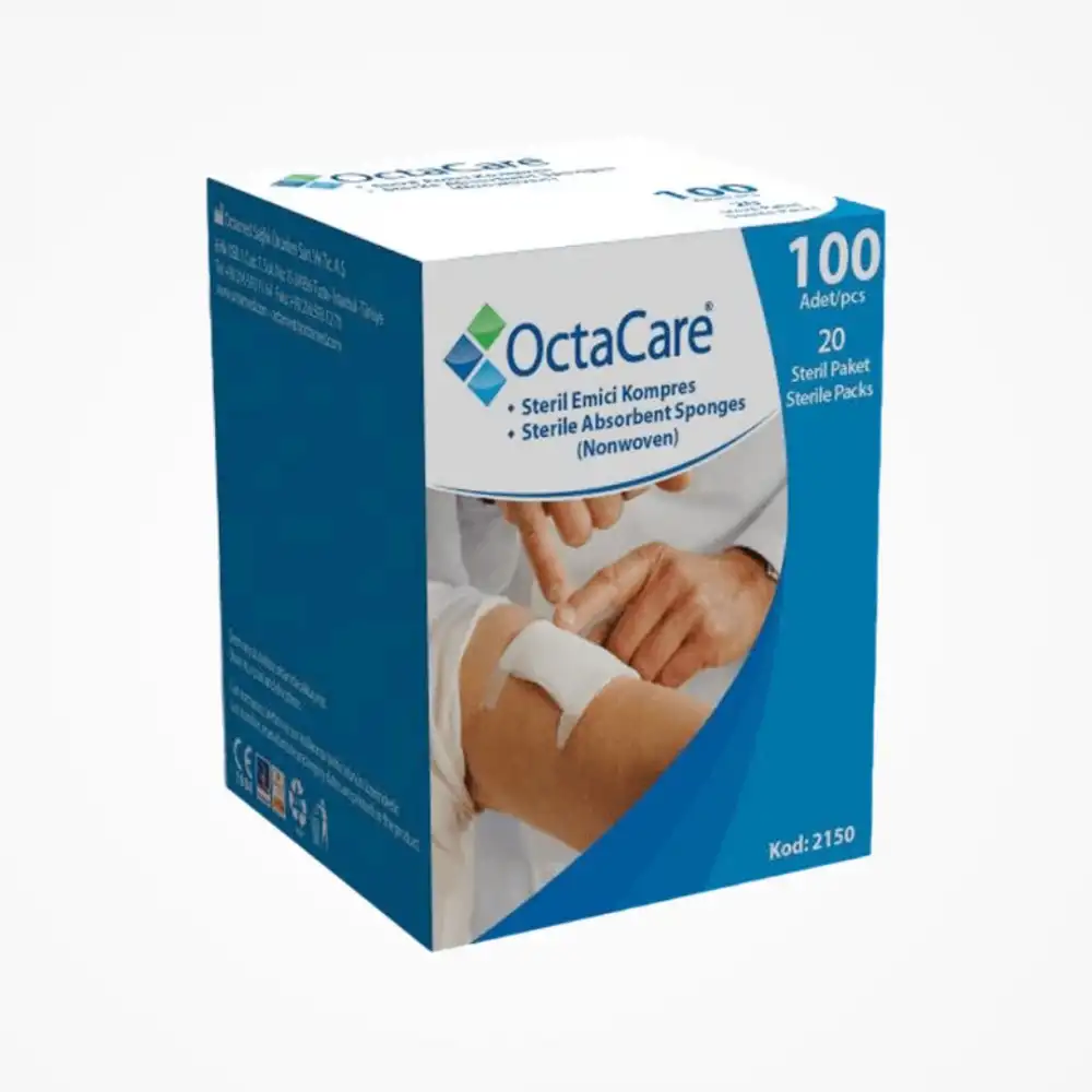 Octacare Emici Gazlı Kompres (Nonwoven) Steril 7,5cm x 7,5cm 100lü Kutu