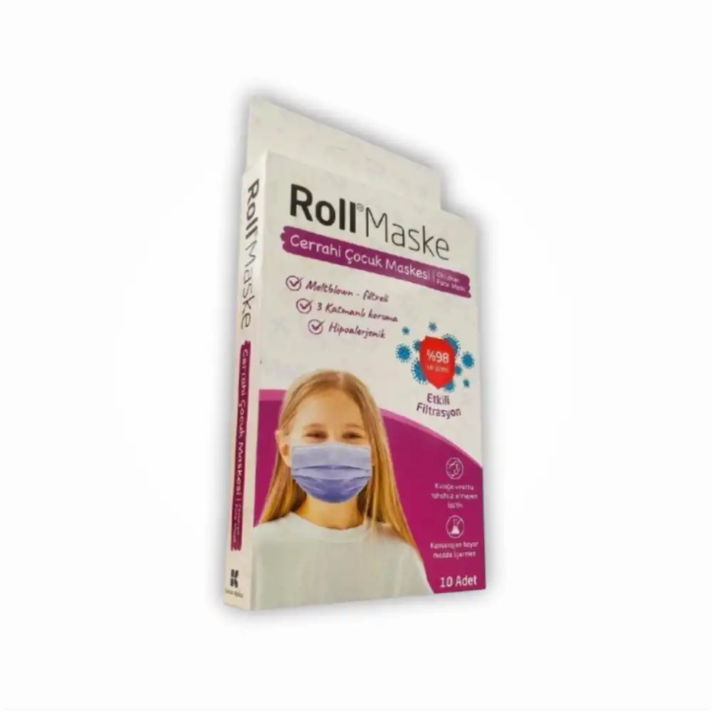 Roll Kız Çocuk 3 Katlı Telli Cerrahi Maske 10lu Kutu - 1 Kutu