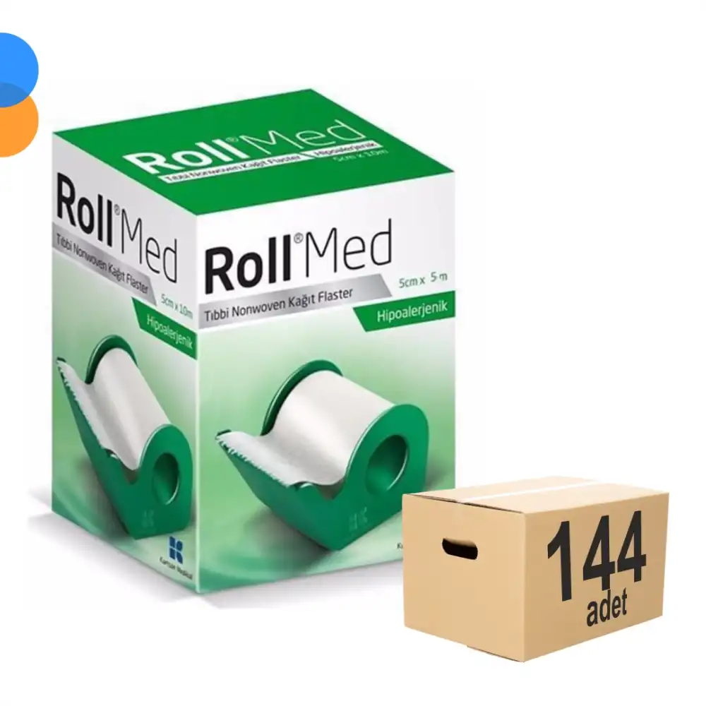 Roll Med Tıbbi Nonwoven Kağıt Flaster 5cm x 5m (Kesicili) - 144 Adet