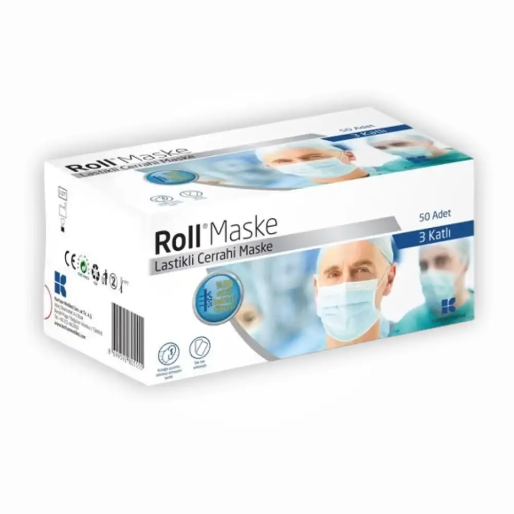 Roll Steril Maske Lastikli (3 Katlı) 50li Kutu - 6 Kutu