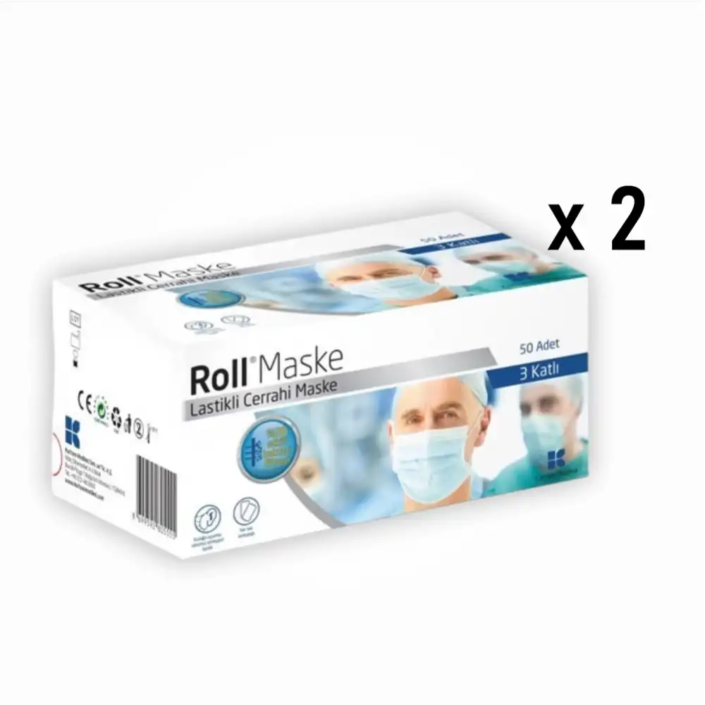 Roll Steril Maske Lastikli (3 Katlı) 50li Kutu - 2 Kutu
