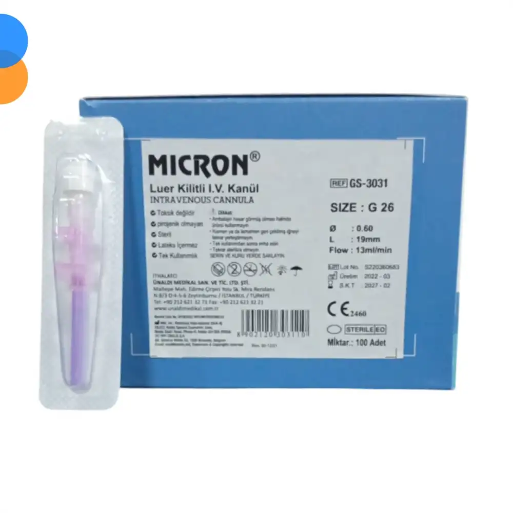 Romsons Micron İntraket(Branül) Mor (26G) - 100lü Kutu