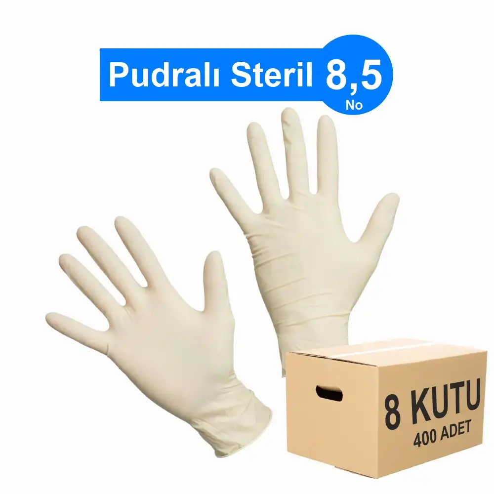 Steril Eldiven Pudralı No: 8,5 - 1 Koli - 400 Adet