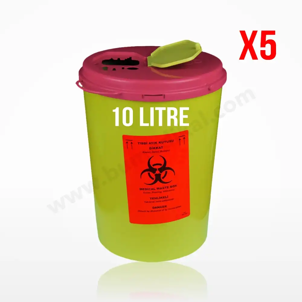 Tıbbi Atık Kovası 10 Lt | 5 Adet