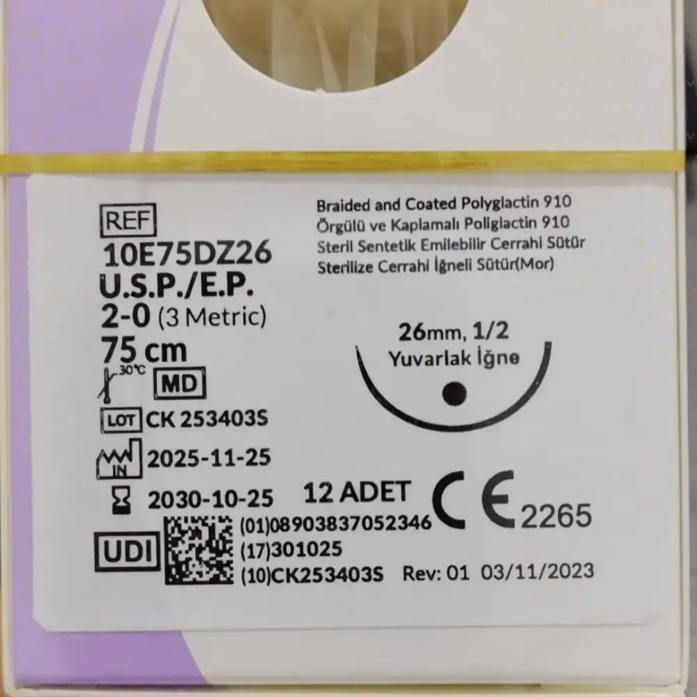 Trusynth PGA Sütür (Emilebilir) YUVARLAK İğneli 12li Kutu No: 2/0