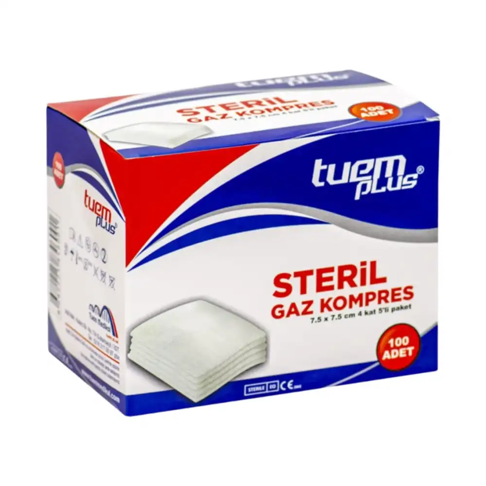 Tuem Plus Steril Emici Spanç Gaz Kompres 5li Paket (100 Adet)