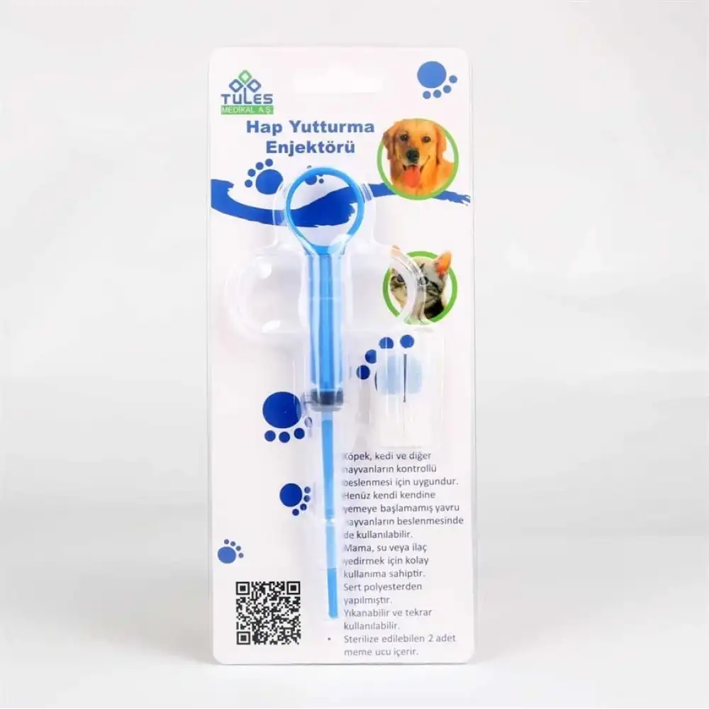 Tules Besleme ve Hap Yutturma Enjektörü Plastik (Çift Başlıklı)