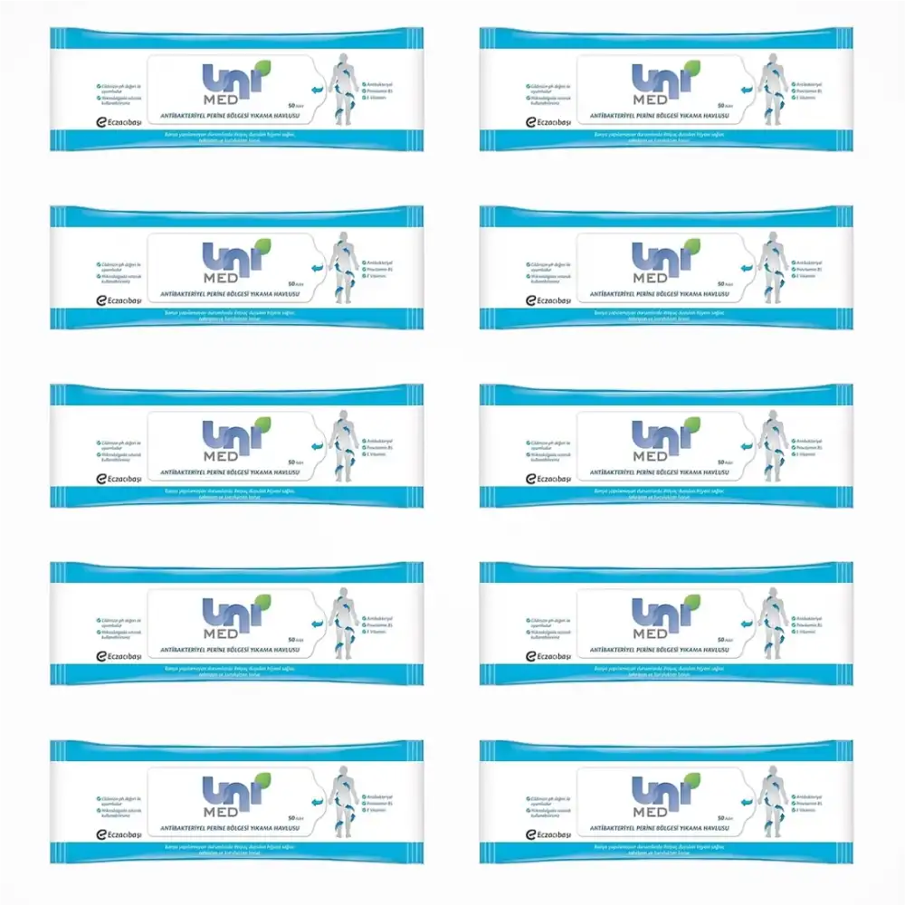 Unimed Antibakteriyel Vücut Yıkama Havlusu 50li Paket x 10 Paket