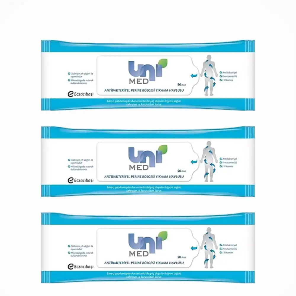 Unimed Antibakteriyel Vücut Yıkama Havlusu 50li Paket x 3 Paket
