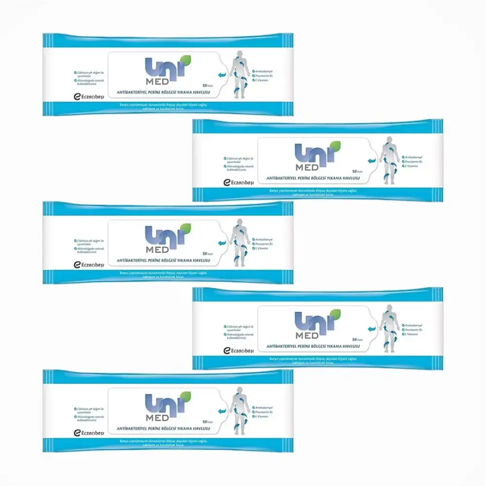 Unimed Antibakteriyel Vücut Yıkama Havlusu 50li Paket x 5 Paket