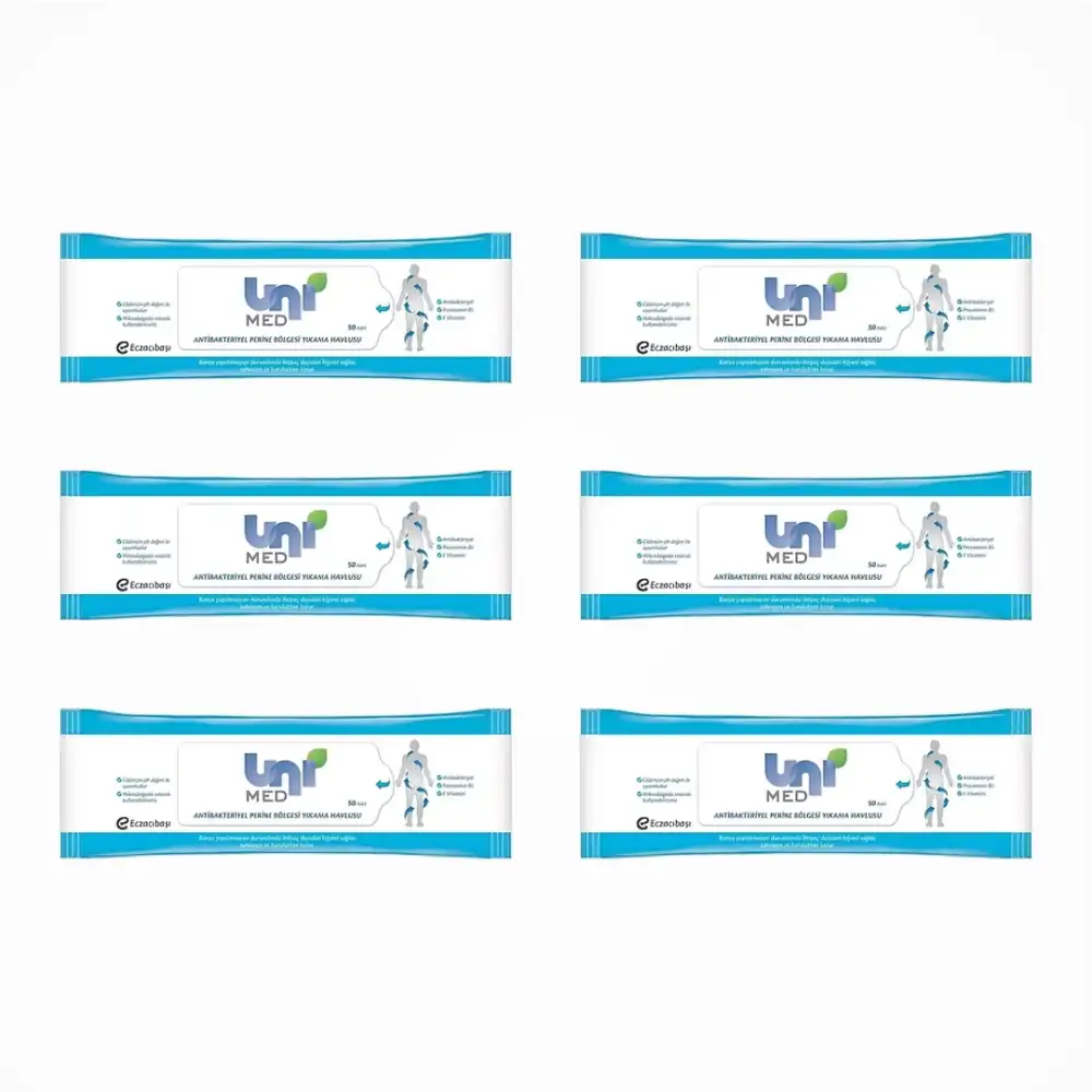 Unimed Antibakteriyel Vücut Yıkama Havlusu 50li Paket x 6 Paket