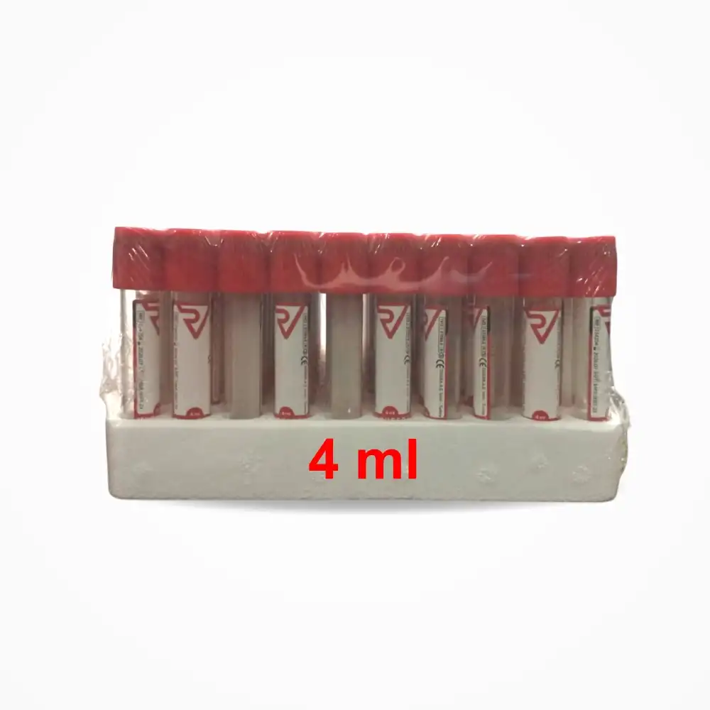 Vakumlu Boş Kan Alma Tüpü Kırmızı Kapak 4 ML - 100lü Paket