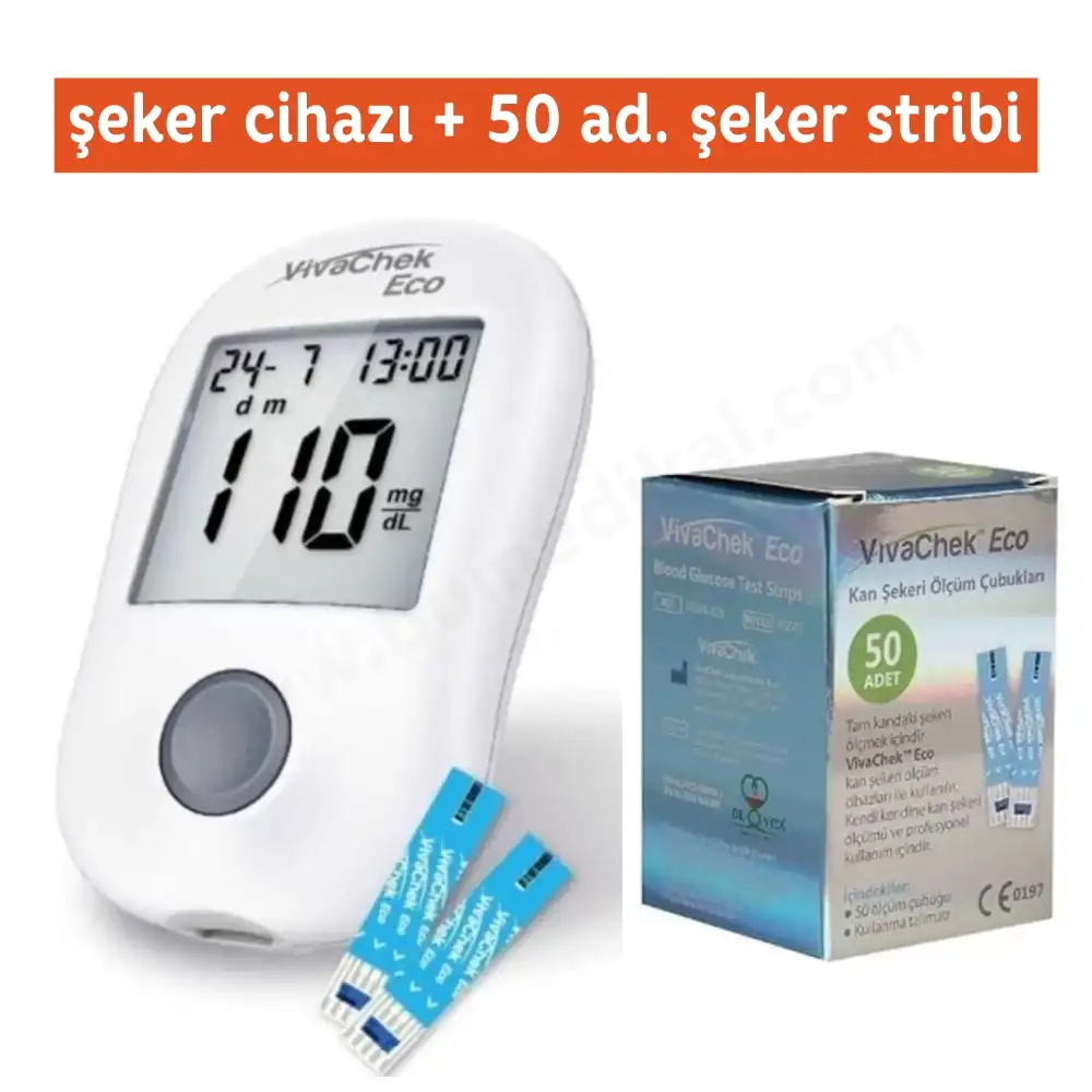 Vivachek Eco Kan Şekeri Ölçüm Cihazı + 50 Adet Çubuk