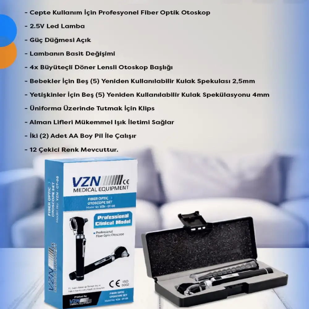 Vzn Otoskop Fiber Optik Profesyonel Klinik Model Set VZN-OT-08