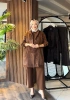 MODAL & ANGORA KÜRKLÜ TUNİK YELEK PANTOLON TAKIM - Taba