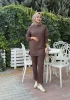 MODAL JAKAR TUNİK PANTOLON TAKIM - Çikolata