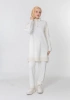 MODAL TRİKO KONBİNLİ TUNİK PANTOLON TAKIM - Ekru