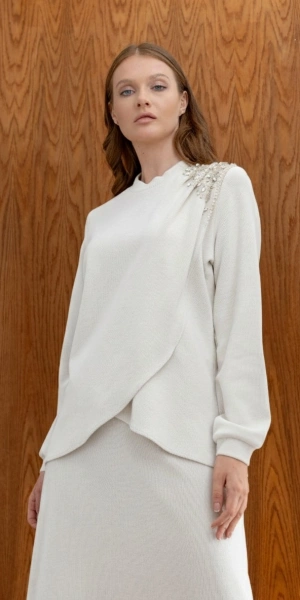 MODAL ŞARDONLUETEK TUNİK TAKIM - Ekru