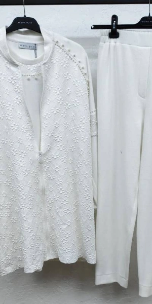 MODAL JAKAR TUNİK KAP PANTOLON TAKIM - Ekru