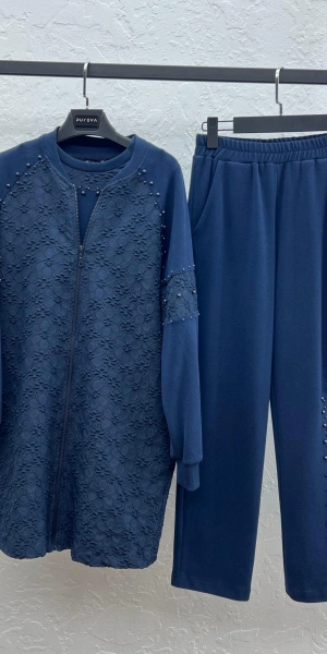 MODAL JAKAR TUNİK KAP PANTOLON TAKIM - Lacivert