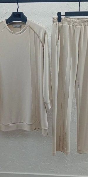 BAMBU MODAL TUNİK & PANTOLON TAKIM - Taş