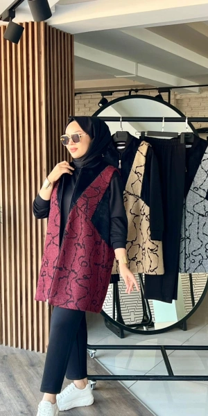 DAL BRODE YÜN YELEK & MODAL TUNİK PANTOLON TAKIM - Bordo