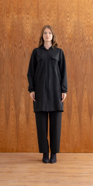 İTHAL TAŞLI TUNİK PANTOLON TAKIM - Siyah