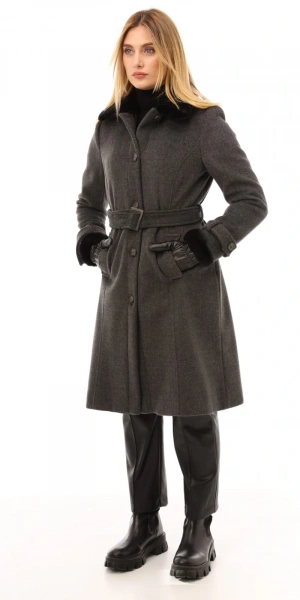 KÜRKLÜ KAŞE KABAN - Gri