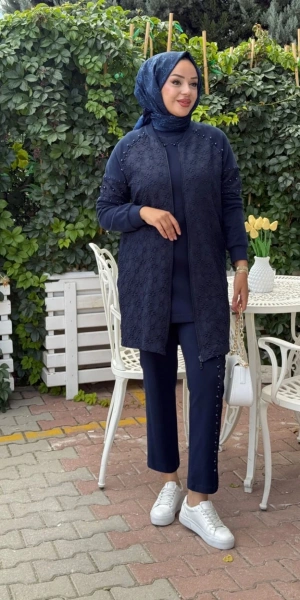 MODAL JAKAR TUNİK KAP PANTOLON TAKIM - Lacivert