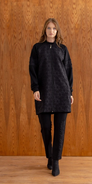 MODAL JAKAR TUNİK KAP PANTOLON TAKIM - Siyah