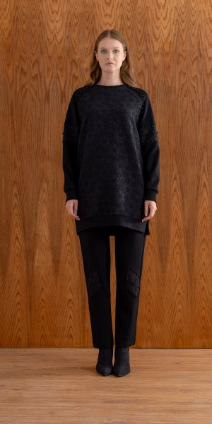 MODAL JAKAR TUNİK PANTOLON TAKIM - Siyah