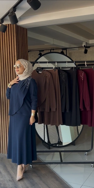 MODAL ŞARDONLUETEK TUNİK TAKIM - Lacivert