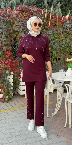 MODAL TUNİK PANTOLON TAKIM - Bordo